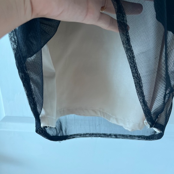 Black & Beige Sheer Overlay Halter Mini Dress - Picture 4 of 14